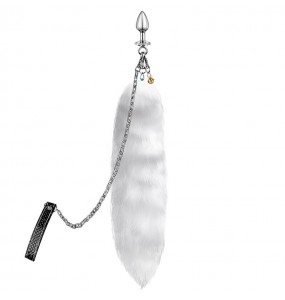 MIZZZEE - Anal Plug Chain Fox Tail (White Fox)